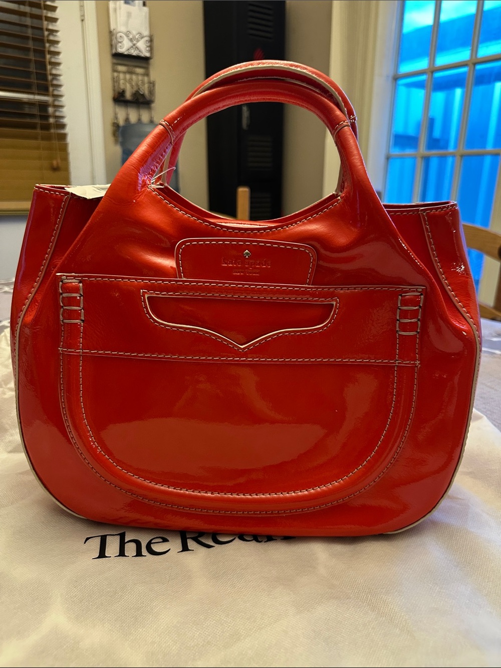 kate spade glossy red patent leather satchel